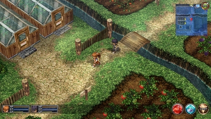 Screenshot of the 2004 video game The Legend of Heroes: Trails in the Sky (Sora no Kiseki in Japan), showing the game's non-combat gameplay. 